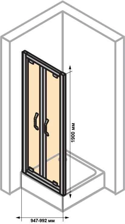 Розсувні двостулкові душові двері Huppe X1 відкривається всередину і назовні 140907.069.321