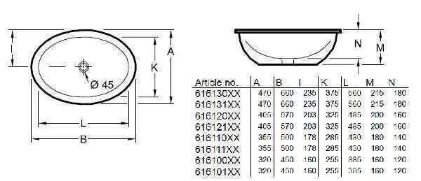 Раковина вбудована під стільницю Villeroy and Boch Loop&Friends 61610001
