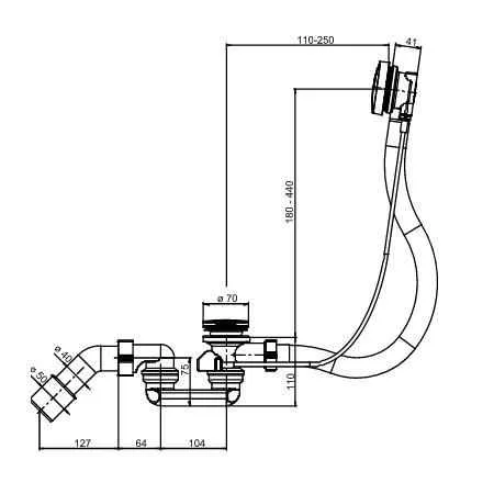 Сифон для ванны с тросиком (автомат) Sanit 35.333.00.S0000