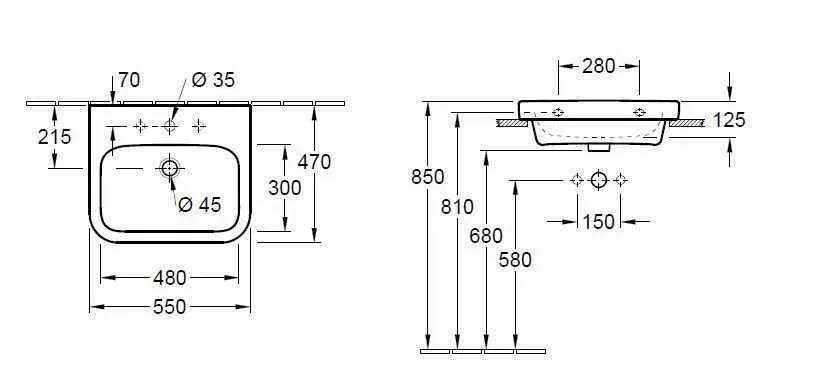 Підвісний умивальник Villeroy and Boch Architectura 41885L01