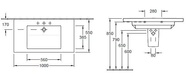 Умывальник подвесной Villeroy and Boch Metric Art