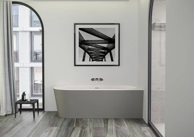 Пристенная ванна Knief Wall Corner правосторонняя / левосторонняя wall l Белый матовый / Цемент матовый 0100-277-L