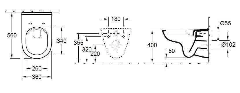Унітаз підвісний Villeroy and Boch O. Novo (без зливного краю) 5660R0T1