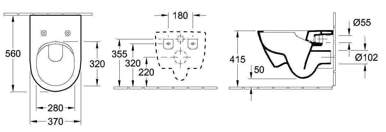 Унітаз підвісний Villeroy and Boch Subway 2.0 (без зливного краю) 5614R0R1