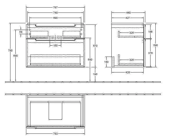 Тумба для умивальника Subway 2.0 Villeroy and Boch A91410FP