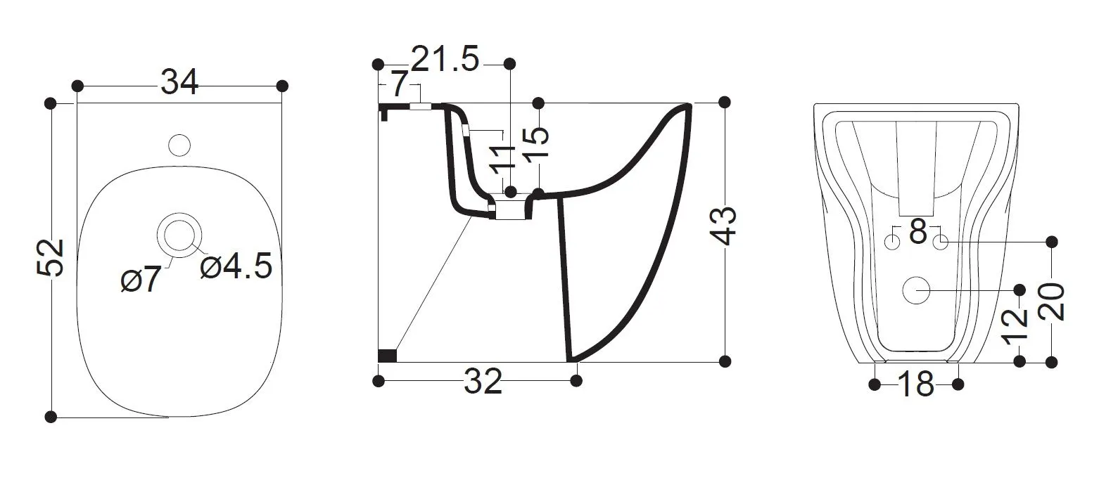 Биде напольное AXA Wild 3002212