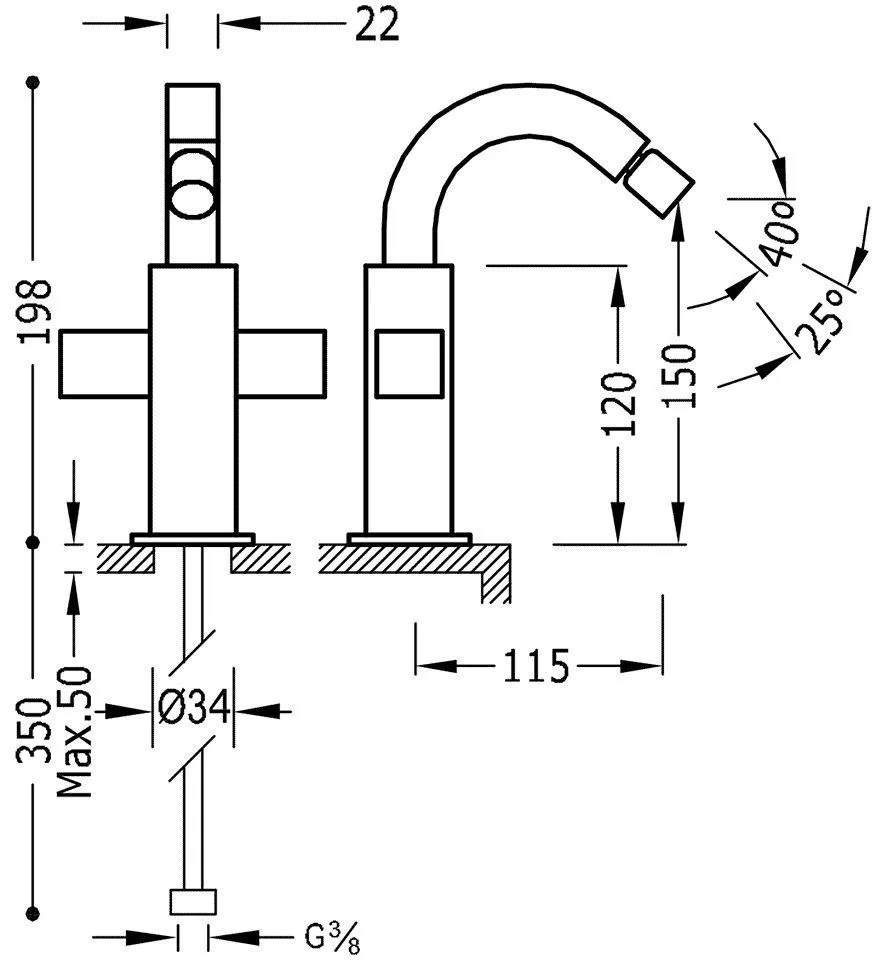 Смеситель для биде Tres Cuadro