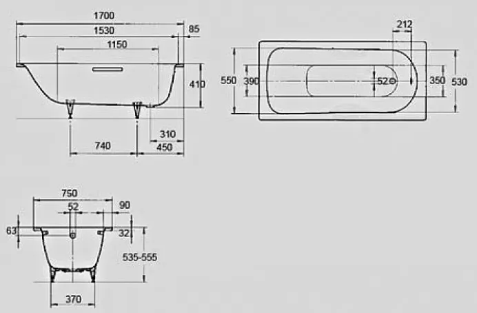 Saniform Plus Ванна сталева 170x75