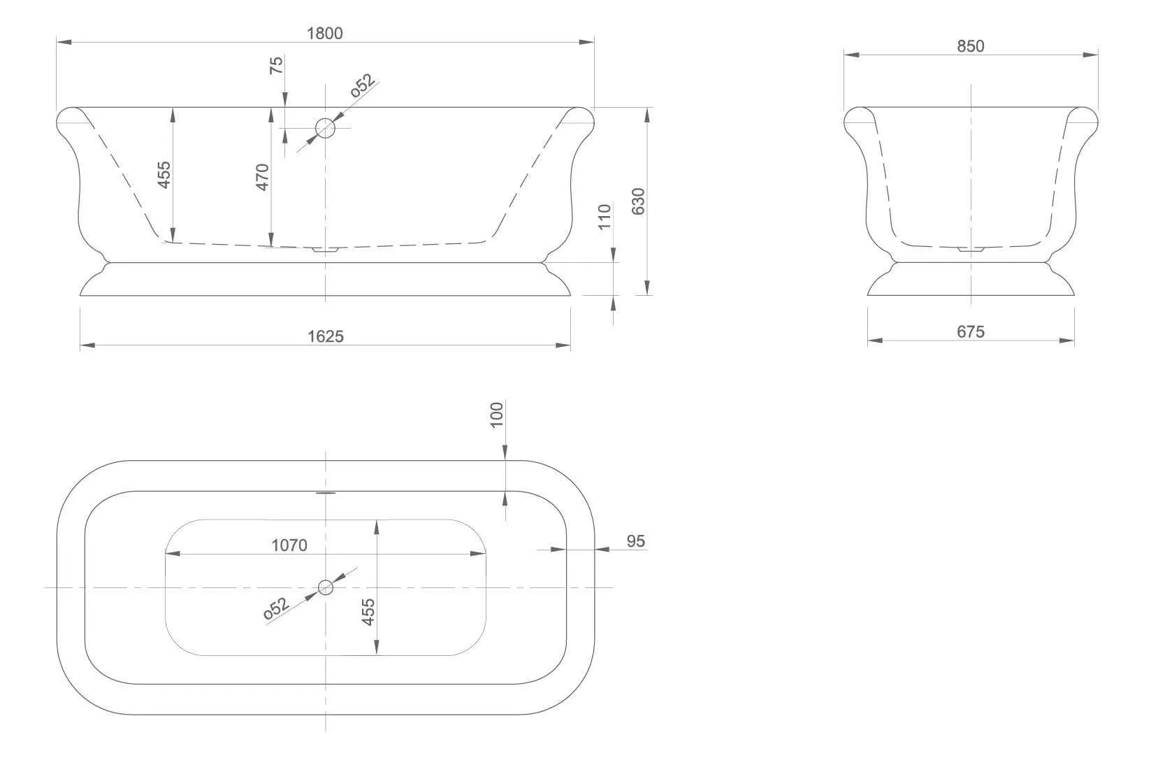 Окремостояча ванна Knief Retro retro 0100 -090 Черный глянцевый