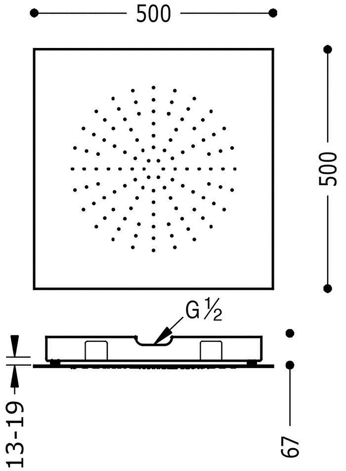 Верхний душ Tres  500Х500 29995302OM