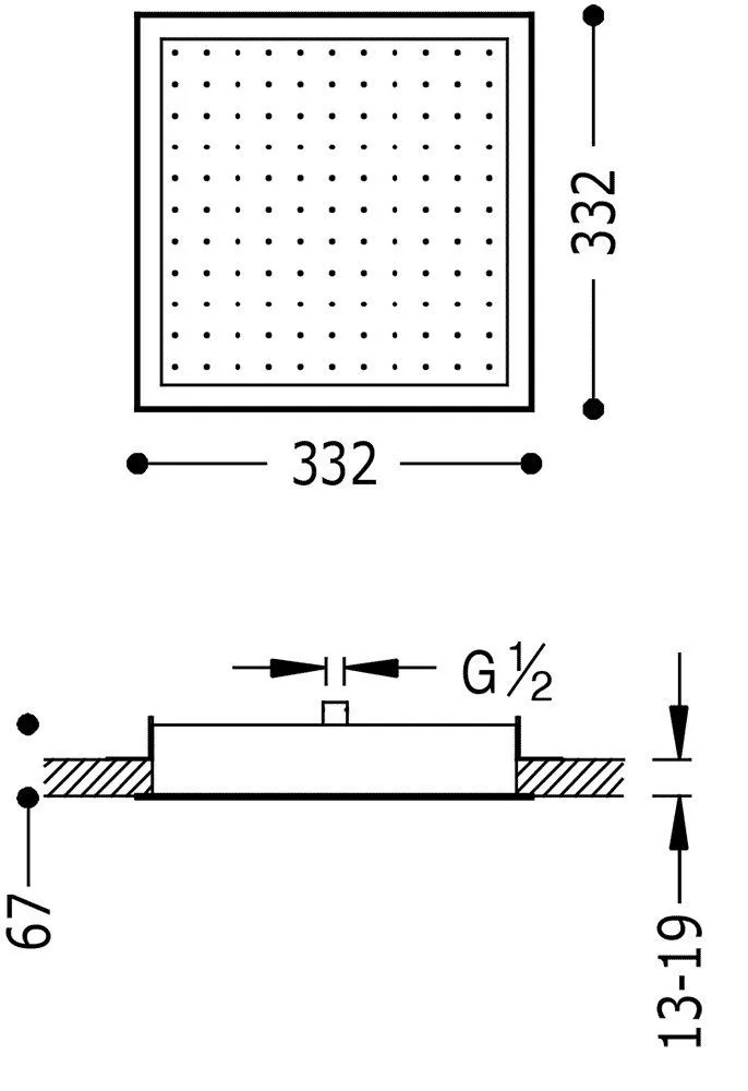Верхний душ Tres 330Х300