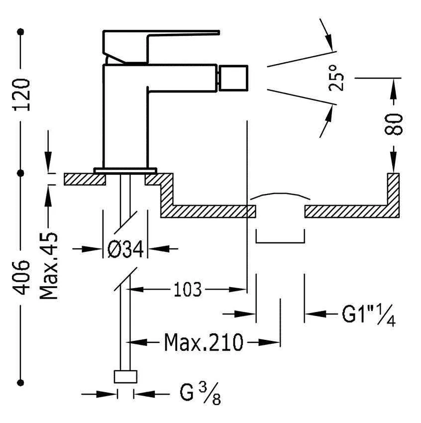 Змішувач для біде Tres Cuadro 00612001D