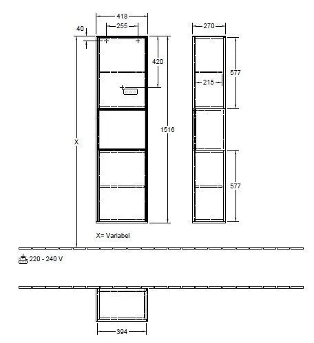 Пенал для ванной комнаты Finion Villeroy and Boch (правосторонний) F470GFPD