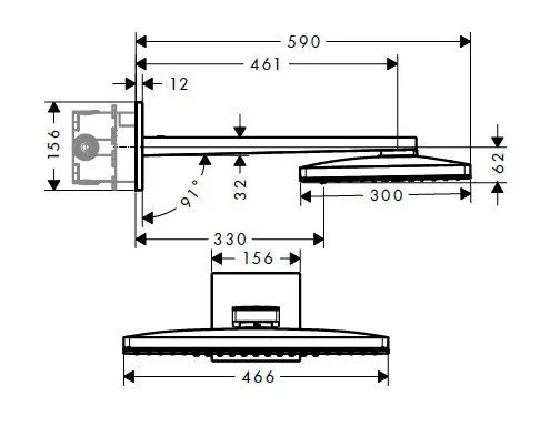 Верхний душ Hansgrohe Rainmaker Select 466 Х 300 3jet 24017400