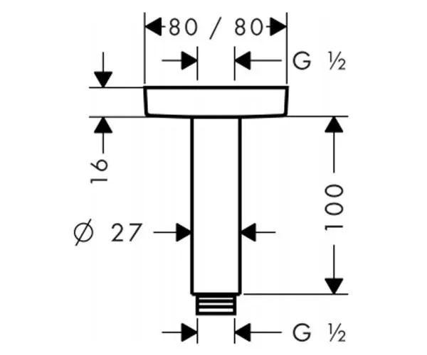 Держатель для верхнего душа Hansgrohe 27467000 (с потолка)