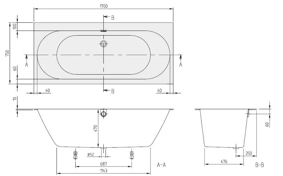 Ванна Villeroy&Boch Oberon 2.0 UBQ170OBR2DV-01