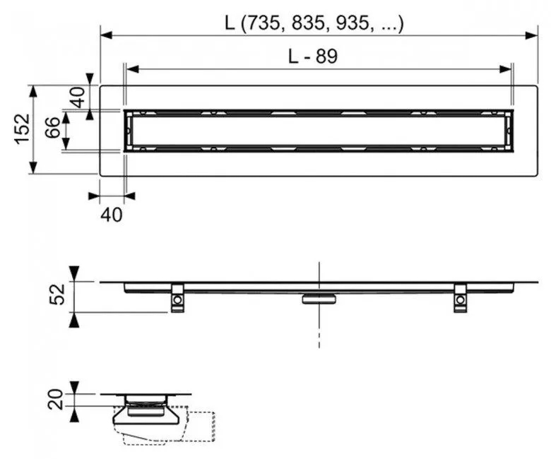 Дренажный канал для натурального камня Tece