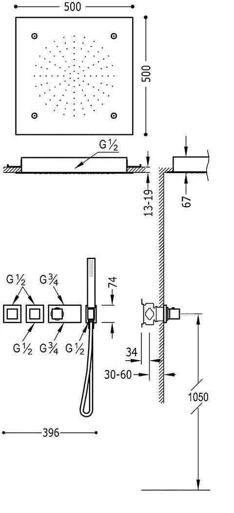 Душевая система Tres Block System 20725312