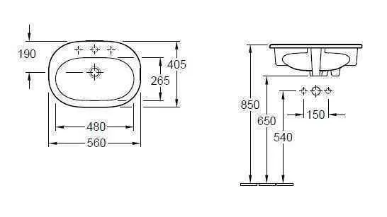 Раковина вбудована в стільницю Villeroy and Boch O. Novo 41615701