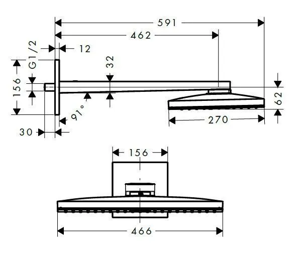 Верхний душ Hansgrohe Rainmaker Select 466 x 270 1jet 24003600