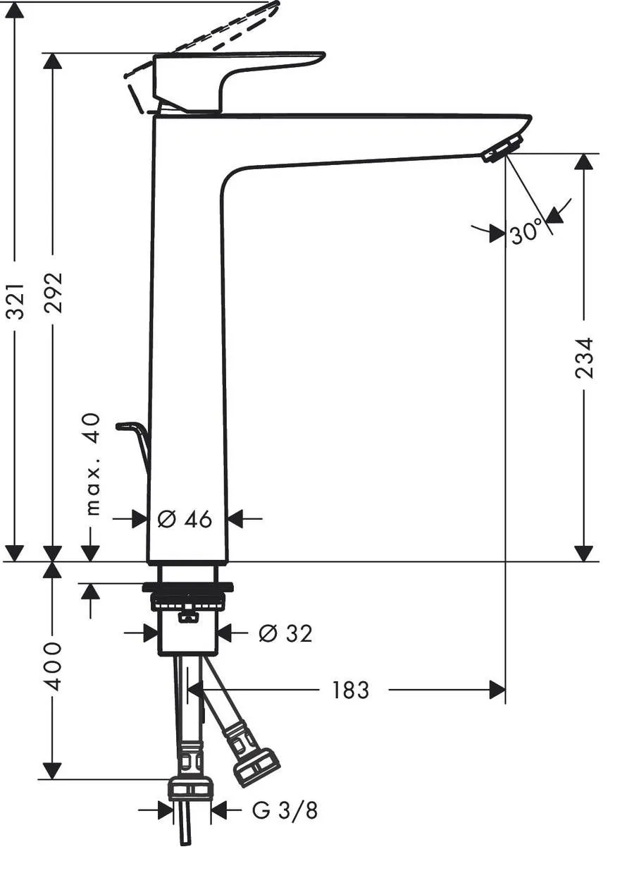 Смеситель для умывальника Hansgrohe Talis E 71716990