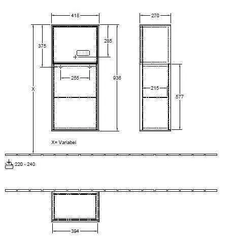 Шафа бічній для ванної кімнати Finion Villeroy and Boch (лівосторонній) G500PDPD