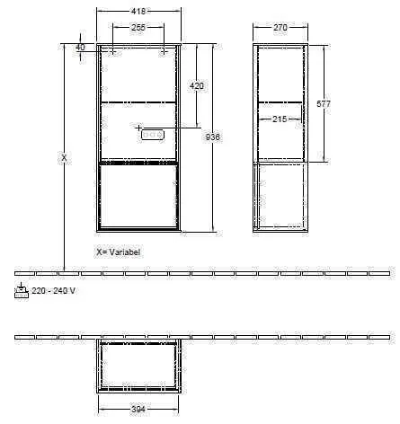 Шафа бічній для ванної кімнати Finion Villeroy and Boch (правосторонній) G550PDPD