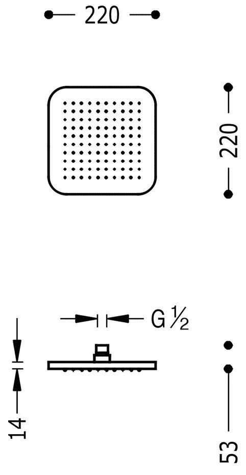 Верхний душ Tres 220Х220
