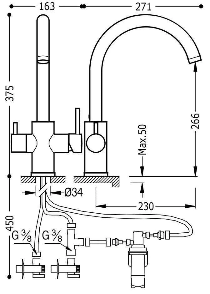 Змішувач на кухню Tres (під фільтр) 03035501
