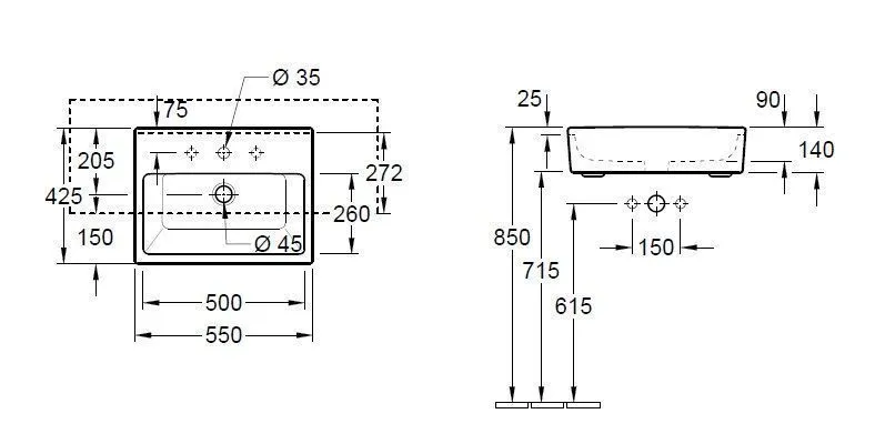 Раковина полувстраиваемая Villeroy and Boch Memento (550 Х 425 мм) 413355R1
