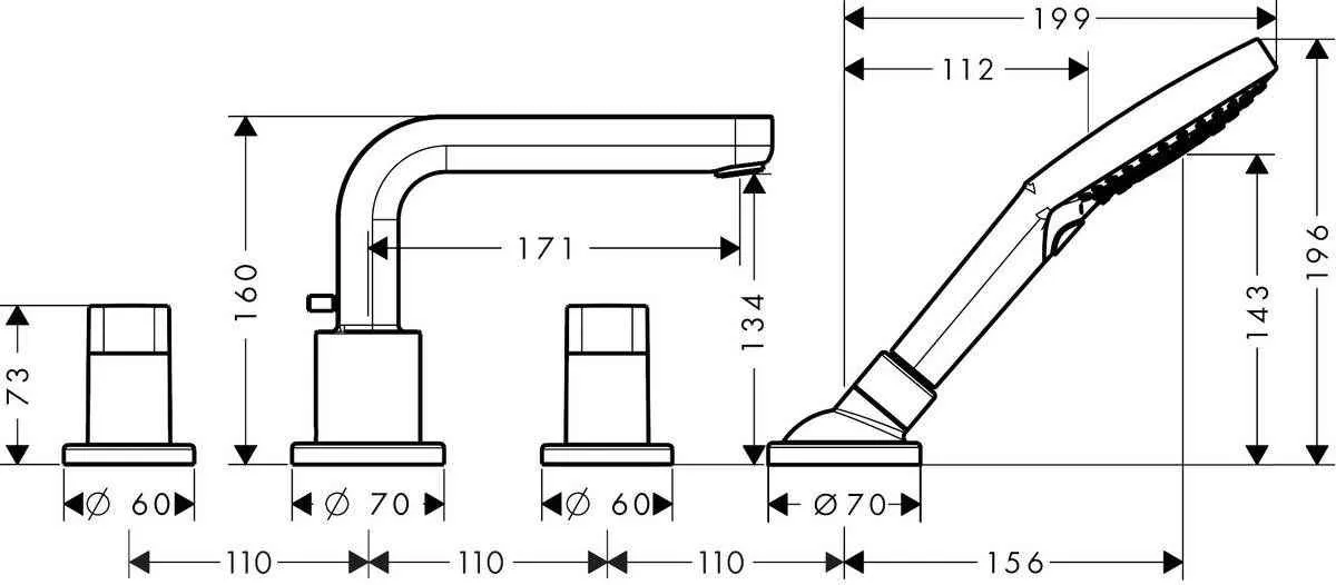 Змішувач для ванної Hansgrohe Metris S 31446000