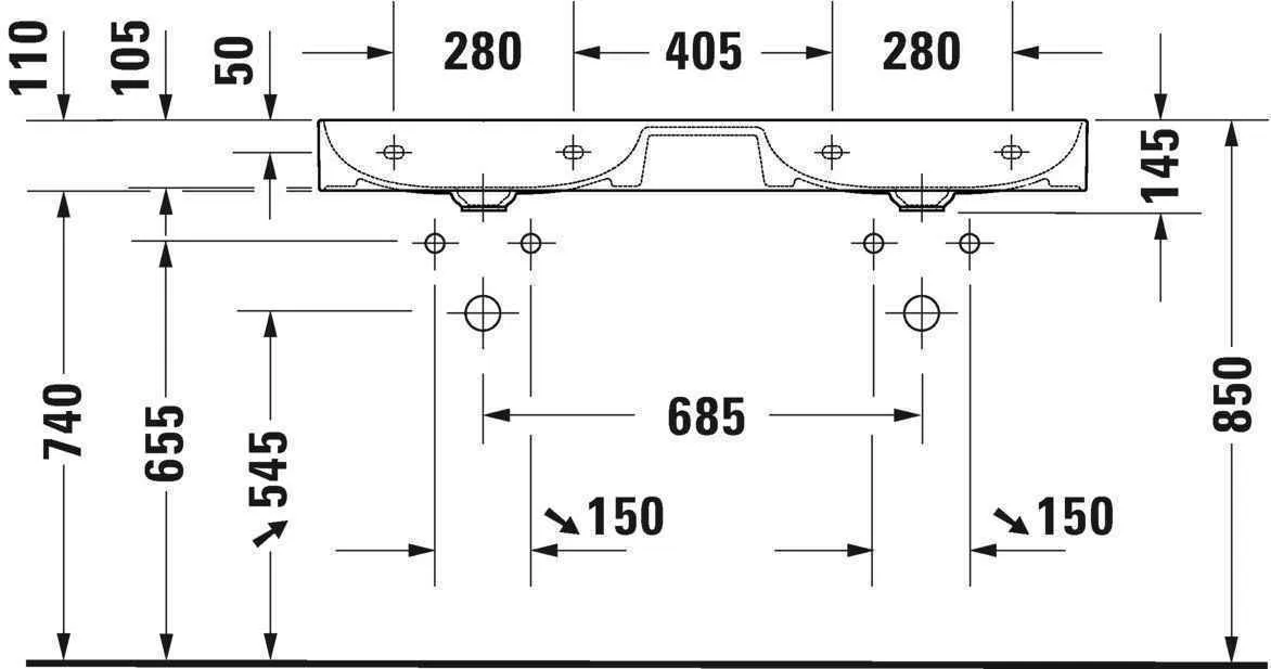 Умивальник Duravit DuraSquare (подвійний) 2353120014