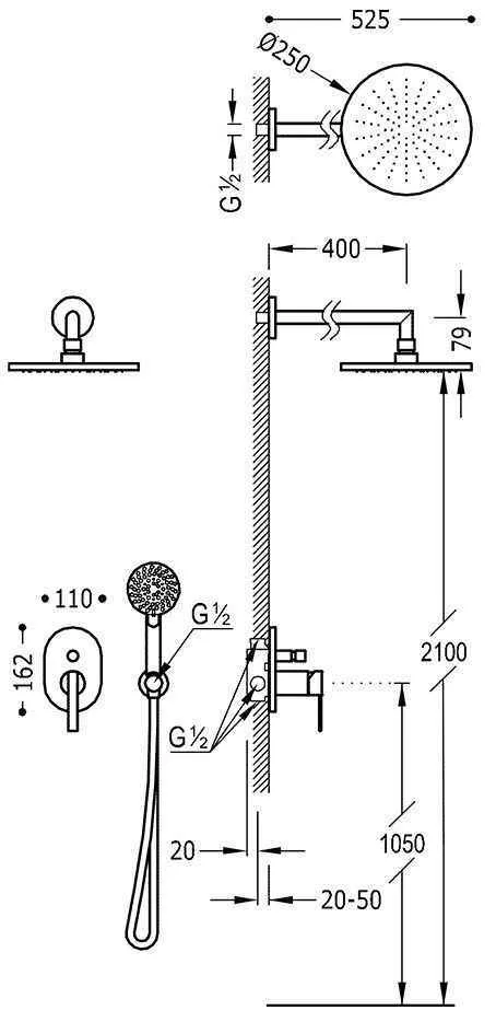 Душевая система Tres Lex 18188005