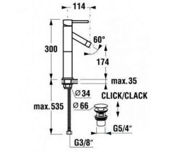 Змішувач для умивальника Jika Mio H3117180040021