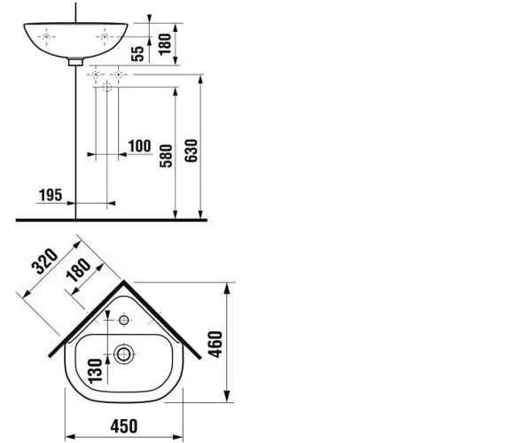 Умивальник кутовий Jika Olymp Deep  H8166120001041