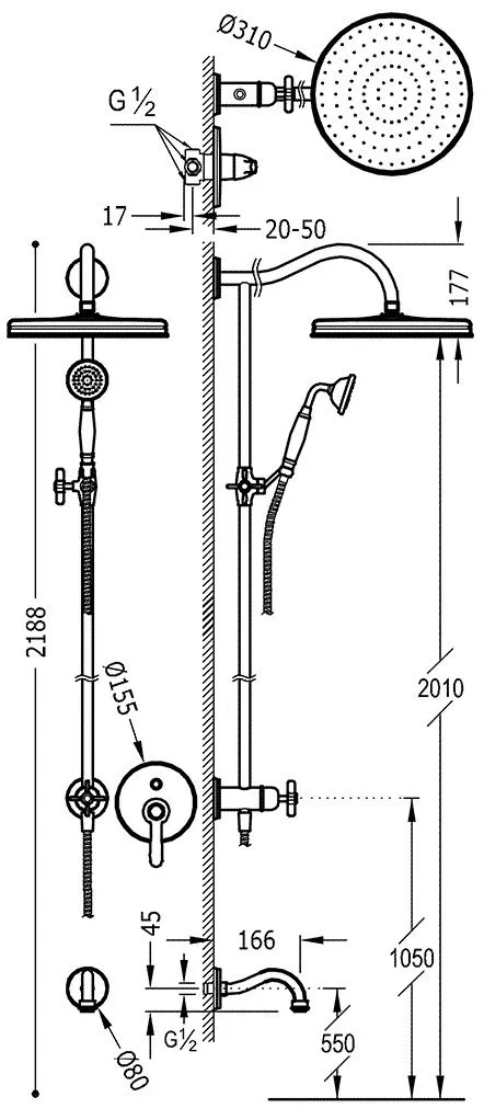 Душевая система Tres Clasic 24218006
