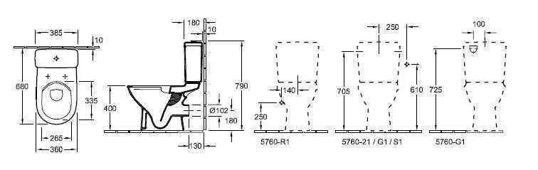 Унітаз підлоговий Villeroy and Boch O. Novo (без зливного краю) 5661R0T2