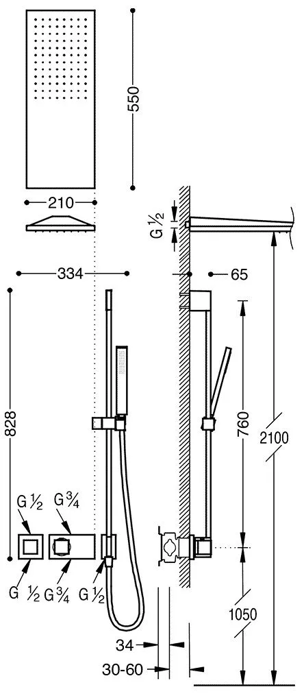 Душевая система Tres Block System 20725210