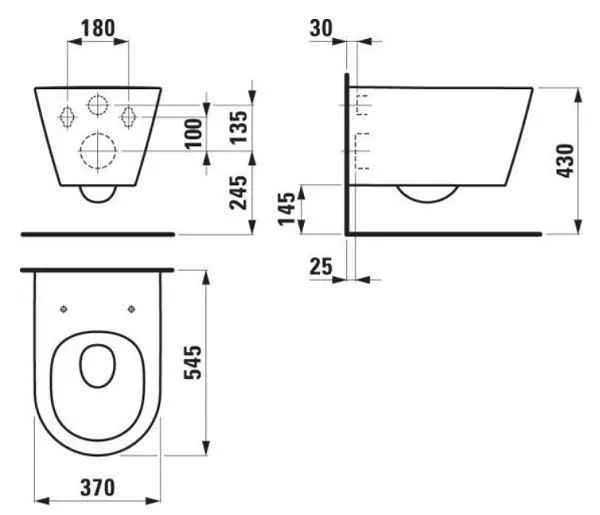 Kartell Унітаз підвісний 54,5х37 см, безобідковий, воронкоподібний, з сидінням Soft Close