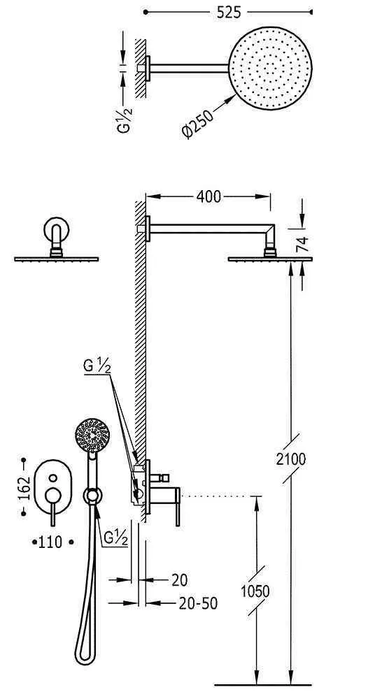 Душевая система Tres Mono-Term 20118003