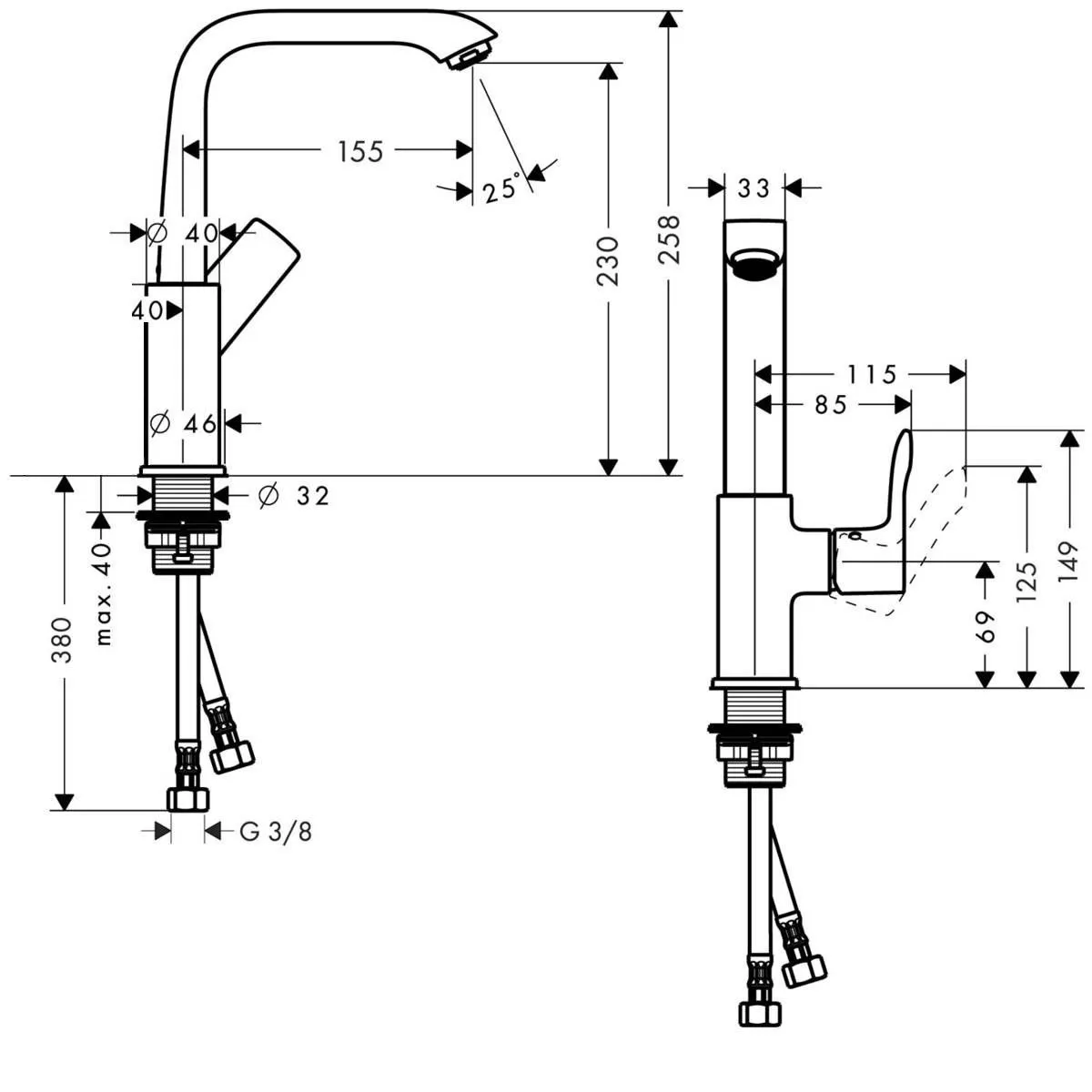 Смеситель для умывальника Hansgrohe Metris 31187000