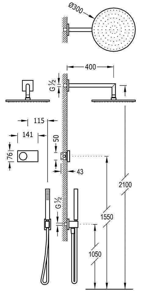 Душова система Tres Shower Technology 09288558AC