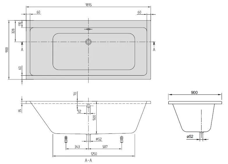 Ванна Villeroy and Boch Subway UBA199SUB2V-01