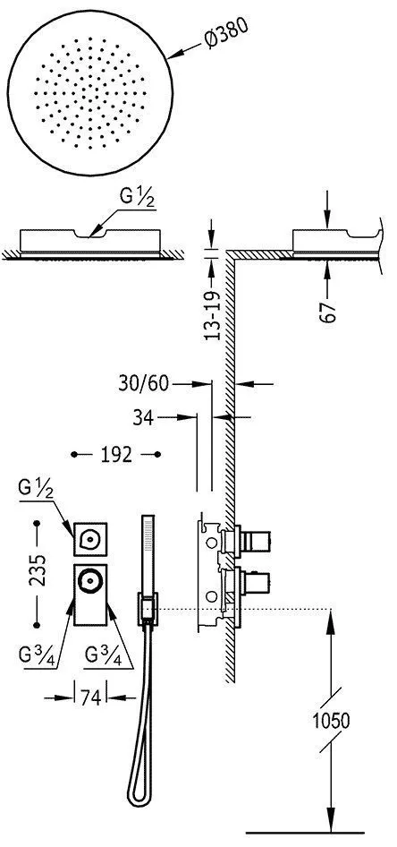 Душевая система Tres Project 20635204AC