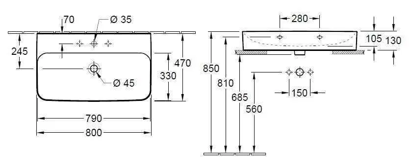 Умивальник на стільницю Finion Villeroy & Boch 41688CRW