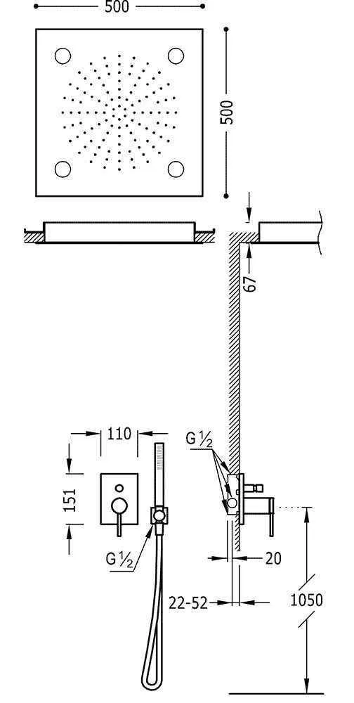 Душевая система Tres Mono-Term 06218011