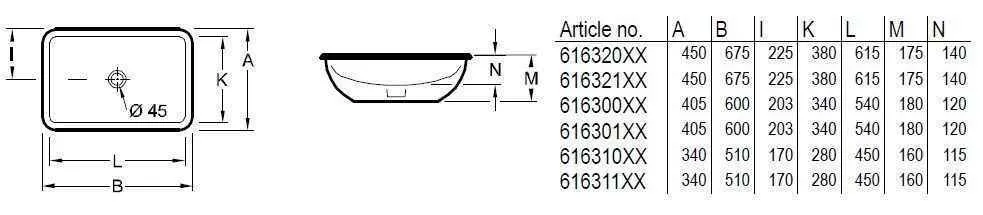 Раковина вбудована під стільницю Villeroy and Boch Loop&Friends 61631001