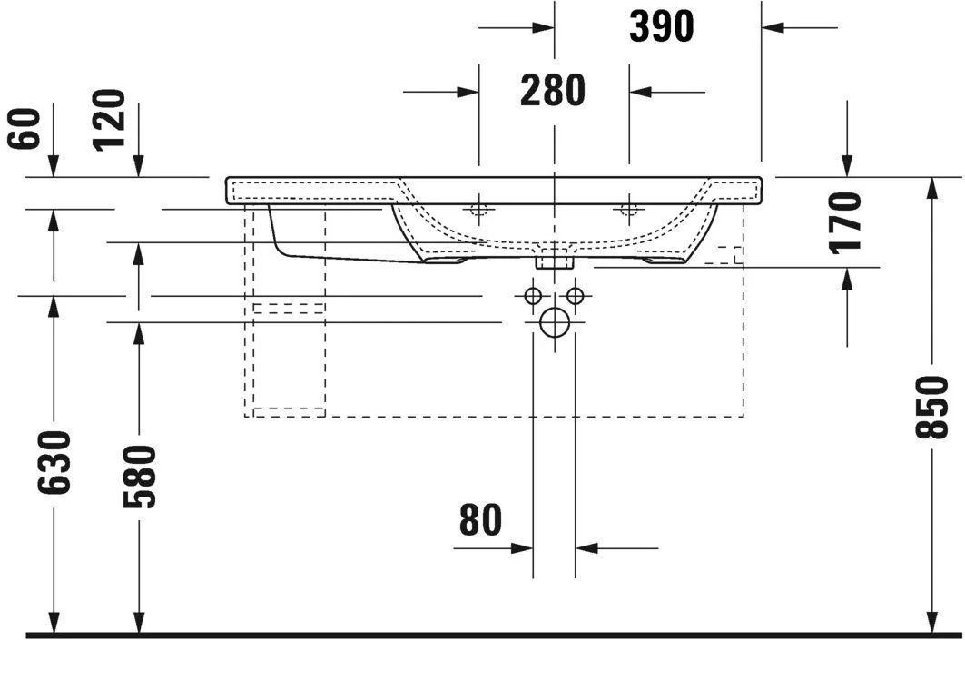 Умывальник Duravit DuraStyle (ассиметричный) 2326100000