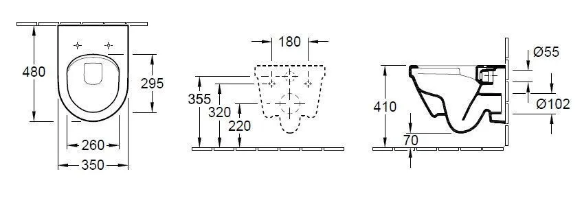 Унитаз подвесной Villeroy and Boch Architectura Compact (без смывного края) 4687R0T1