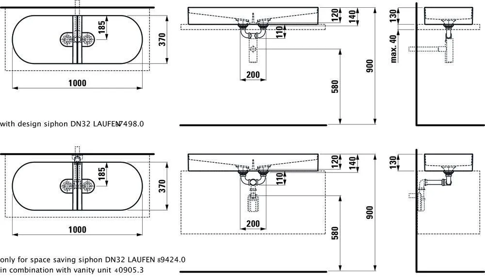 Умывальник подвесной Laufen Sonar H8123487571121